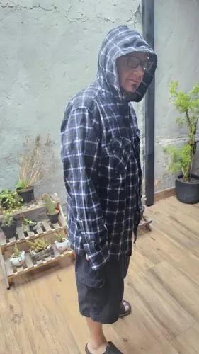Camisa Xadrez de Frio com Capuz Fascynius