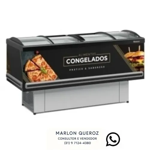 Ilha Para Congelados Vidro Curvo 1,90m Gelopar 127v