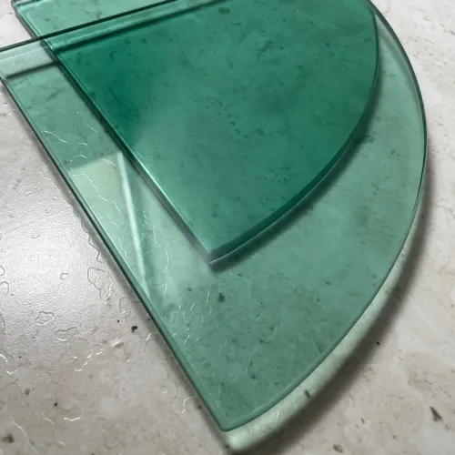 kit 2 prateleiras vidro temperado transparente verde