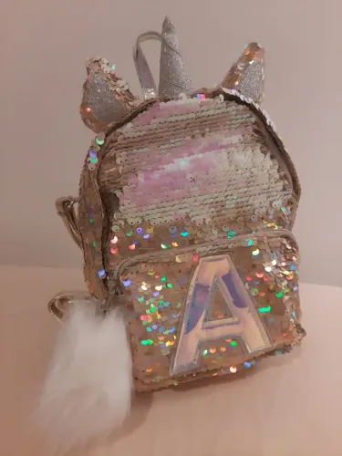 Mini Mochila Unicórnio - Letra A - Nova