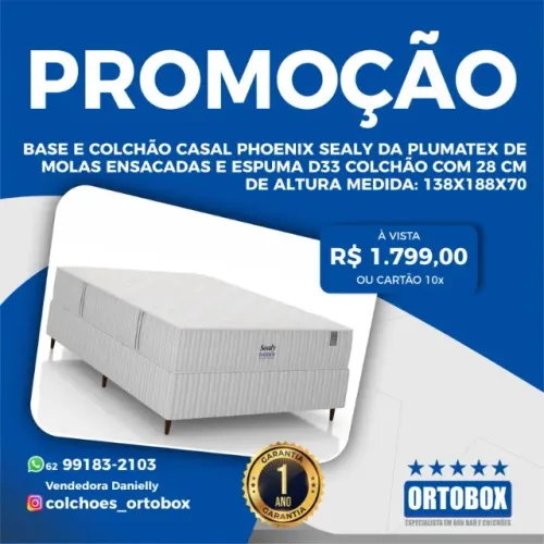 Base e Colchão Casal da Plumatex suporte de peso 150 kilos de cada lado