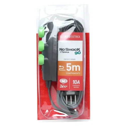 Extensao 5 Metros Noshock 90 Pp 3x0,75 2p+t 10a Grafite Dn1908 *ENTREGA GRÁTIS*