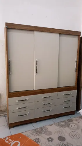 Guarda-Roupa 3 Portas de Correr com Gavetas-Novo A Ponta Entrega!!!