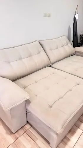 SOFÁ CINZA 4 LUGARES RETRÁTIL E RECLINÁVEL 