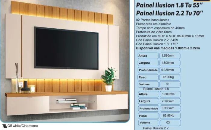 Painel para TV Ilusion 1.80m - Promoção 