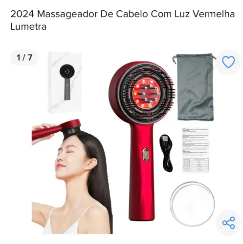 Escova/Massageador capilar com luz vermelha.