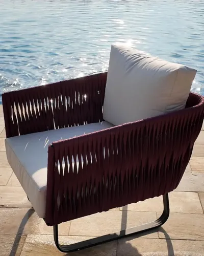 POLTRONA IMPERMEÁVEL DE CORDA NÁUTICA PARA VARANDA, PISCINA, JARDIM