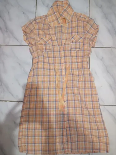 Vestido Xadrez Laranja Feminino