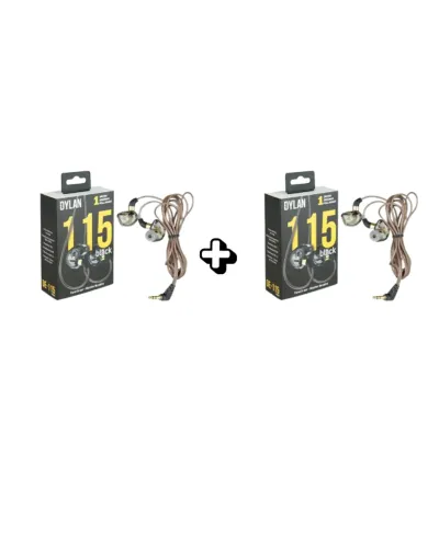 KIT 2 FONES DE OUVIDO IN-EAR DYLAN DE-115 BLACK MONITOR DE PALCO