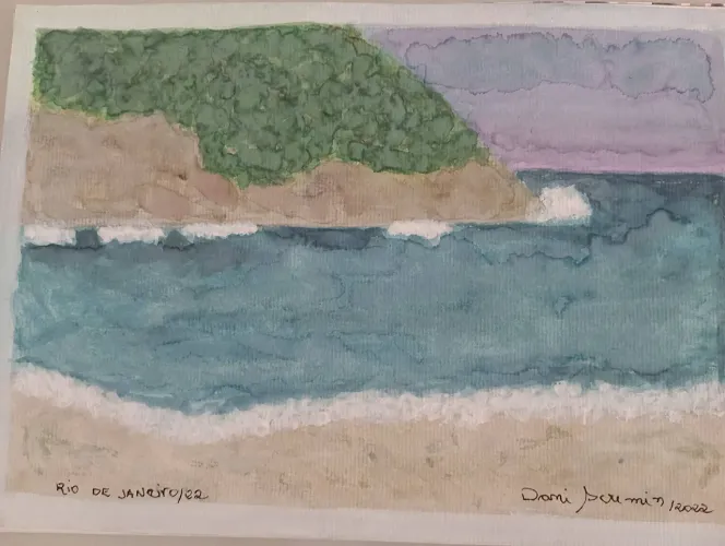 Quadro Pintura aquarela em papel texturizado 20x10