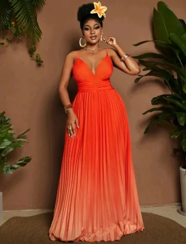 Vestido Madrinha Laranja plus size