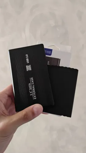 Case Externa SSD + Capa de Couro / HD SATA 2,5" Notebook USB 2.0 - Preto - Alumínio - Nova