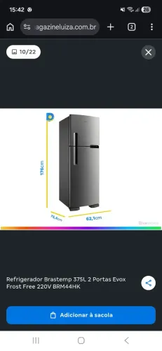 Refrigerador Brastemp 375L 2 Portas Evox Frost Free 220V BRM44HK