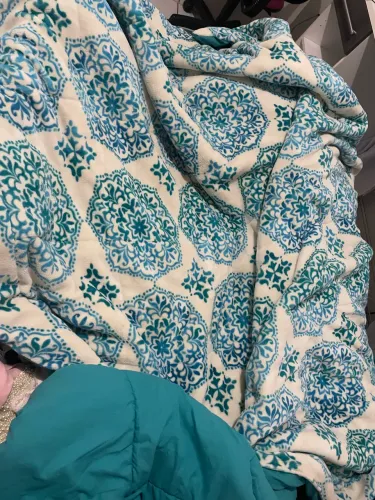 Edredom casal azul verde arabesco mandala