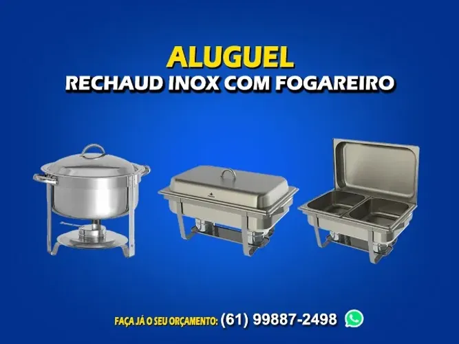Locação de rechauds retangular e redondo