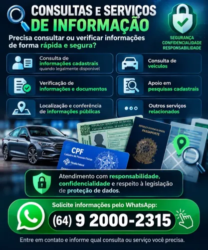 Consulta de Dados; Identificação de Pessoas CNH + FOTO 3x4; etc.