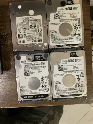 Kit 4 HDs 500Gb Western Digital Toshiba testados notebook PlayStation Xbox