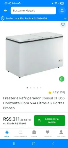 Freezer novo consul 534 litros