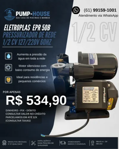 PRESSURIZADOR DE REDE 1/2CV EPR-50 B ELETROPLAS