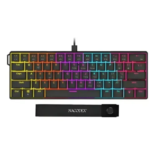 Teclado Mecânico AJAZZ NK61 Preto, Hot Swappable, Switch Red RGB, Compacto 60%