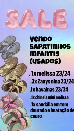 Vendo sapatos infantis usados ( melissas e zaxys)