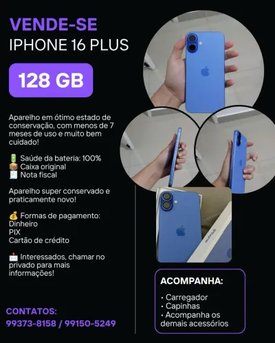 Iphone 16 Plus (Cor Ultramarino)