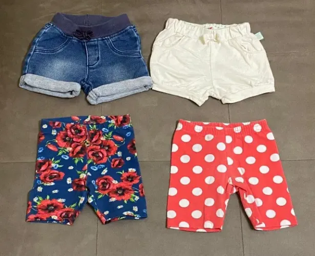 Lote / Kit 02 Shorts e 02 Bermudas Infantis M, G (06 A 12 Meses)
