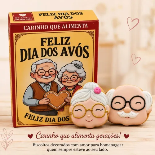 Caixa de biscoitos artesanias Dia dos Avós