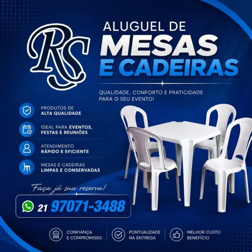 ALUGUEL DE MESAS E CADEIRAS.