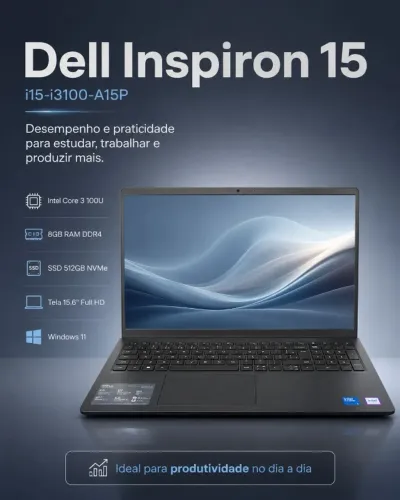 Dell Inspiron 15 i15-i3100-A15P - Novo com caixa aberta - Garantia Dell Abr/27 - Completo