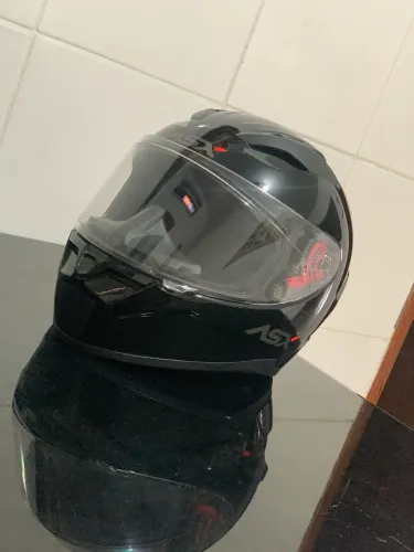 Capacete ASX City Solid Preto Brilhante - Tamanho 56 (Excelente Estado)
