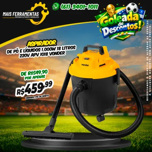 Aspirador de pó e líquidos 1.000W 18 litros 220V APV 1018 VONDER