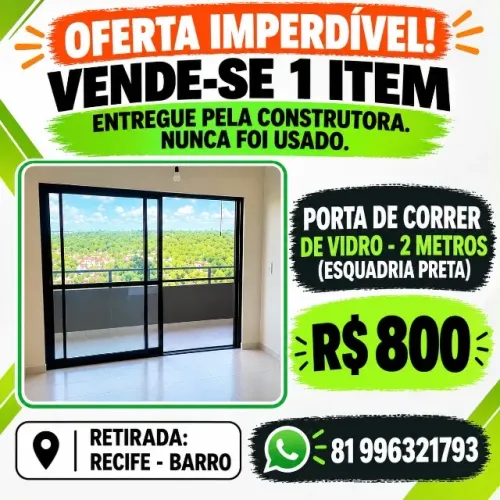PORTA DE COZINHA E PORTA DE CORRER DE VIDRO (ESQUADRIA PRETA)