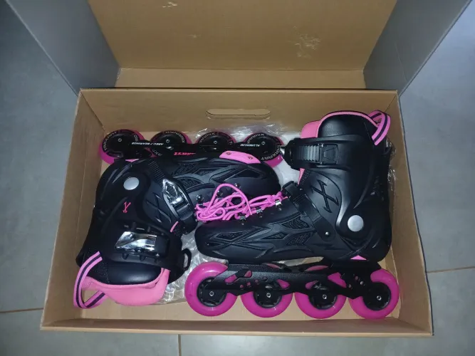 Patins Dynamix 4 Rodas - Preto/Rosa | Novo na Caixa - Tam. 38/39