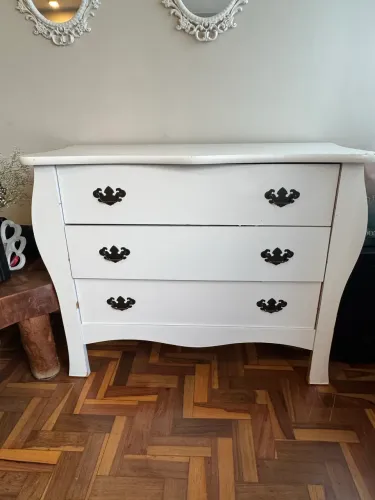 Cômoda Provençal Branca 3 Gavetas - Estilo Clássico