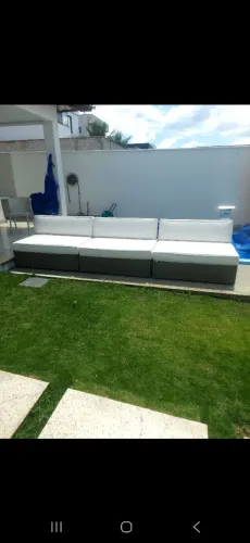 Sofa área Externa , sala de estar piscina e pergolado