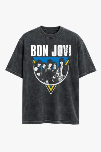 Camisa Bon Jovi - Vintage Band Oversized Camisa Oversized Heavy Cotton