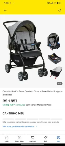 Carrinho + Bebê Conforto Burigotto Rio K