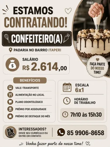 Vaga confeiteiro(a)