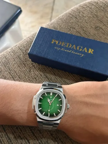 Relógio Poedagar Masculino Fundo Verde Exclusivo