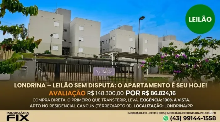 ? LONDRINA - LEILÃO Sem Disputa: O Apartamento é Seu Hoje!