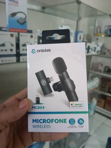 Microfone de Lapela Sem Fio pra entrada usb C e Lightning