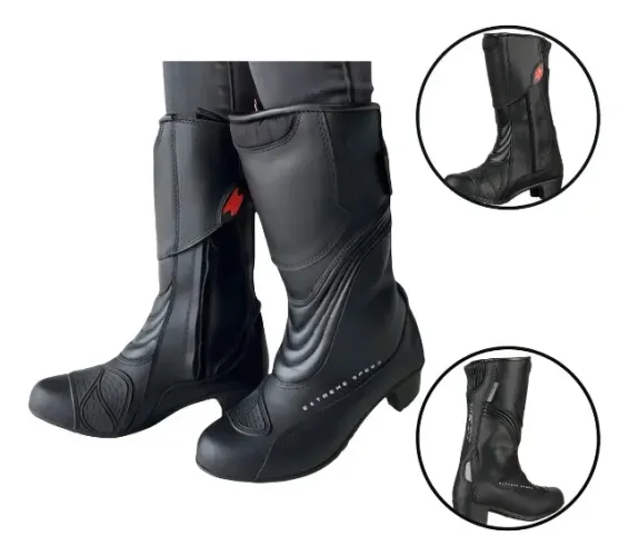 Bota Motociclista Feminina Impermeável Texx Strike V2 Preto