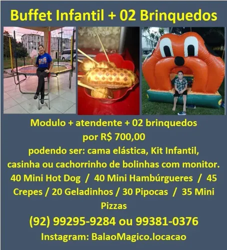 Pula Pula + Cachorrinho de bolinhas e Buffet Infantil 