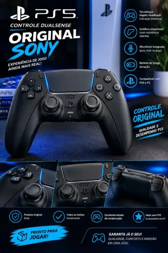 Controle PS5 DualSense Original Preto - Excelente Estado