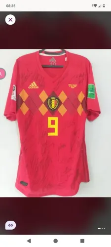Camisa Bélgica Copa Mundo 2018 #9 Lukaku Jogo Autografada Elenco Certificada