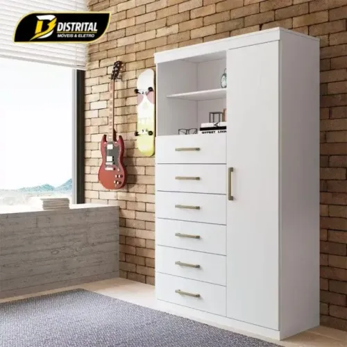 Cômoda Multiuso Maraba 6 Gavetas 1 Porta Novo