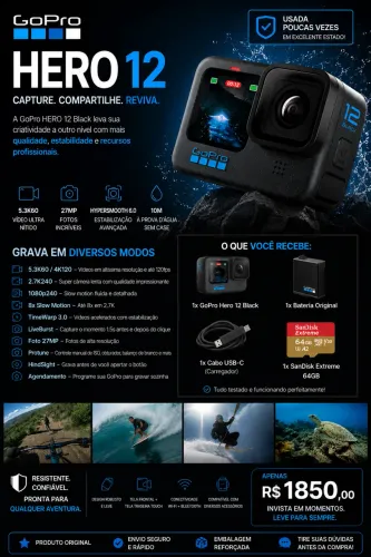 GoPro Hero12 Black (64gb) em excelente estado