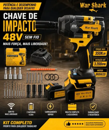 Chave De Impacto Profissional+2 Baterias +acessórios +maleta
