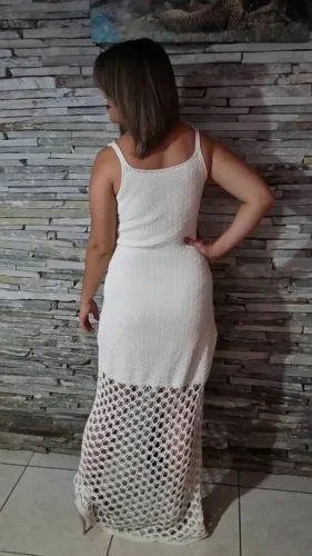 Vestido off white croche
